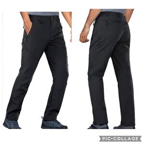 STLIGHT Men’s Black Water Repellent Softshell Snow Pants Fleece Lined Sz 38”X32”